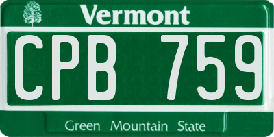 VT license plate CPB759