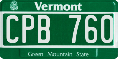 VT license plate CPB760