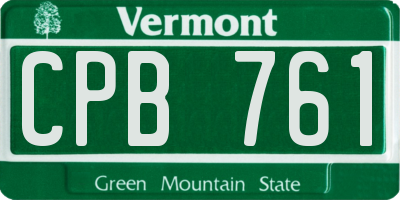VT license plate CPB761