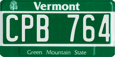VT license plate CPB764