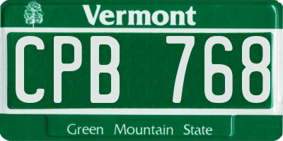 VT license plate CPB768