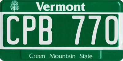 VT license plate CPB770