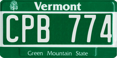 VT license plate CPB774