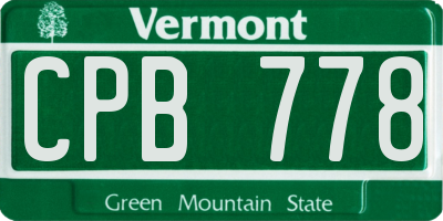VT license plate CPB778