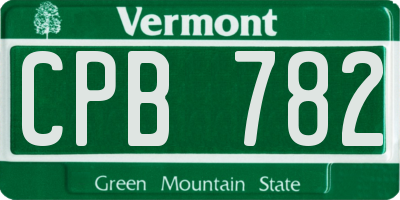 VT license plate CPB782