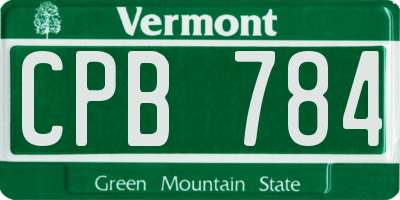 VT license plate CPB784