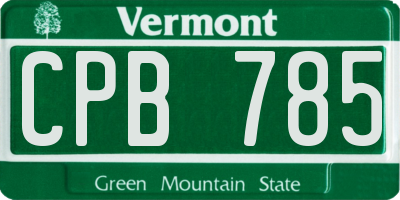 VT license plate CPB785