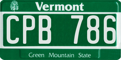 VT license plate CPB786