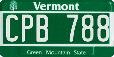 VT license plate CPB788