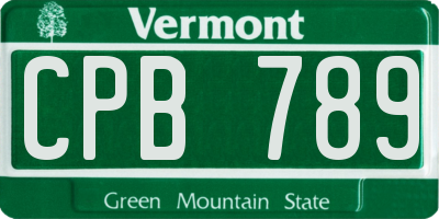VT license plate CPB789