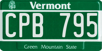 VT license plate CPB795