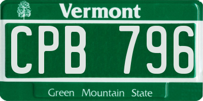 VT license plate CPB796