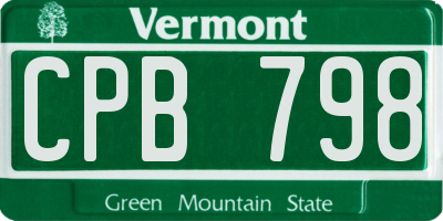 VT license plate CPB798