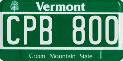 VT license plate CPB800