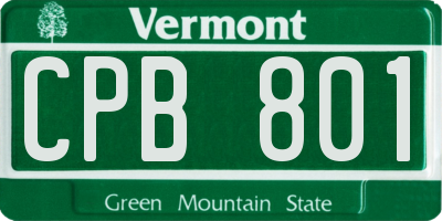 VT license plate CPB801
