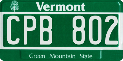 VT license plate CPB802