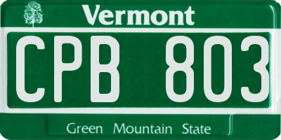 VT license plate CPB803