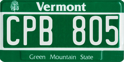 VT license plate CPB805
