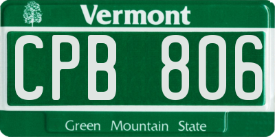 VT license plate CPB806