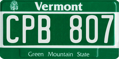 VT license plate CPB807