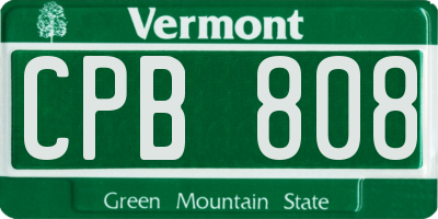 VT license plate CPB808