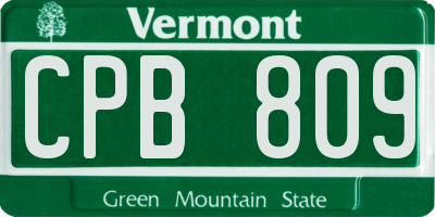 VT license plate CPB809