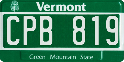 VT license plate CPB819