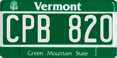 VT license plate CPB820