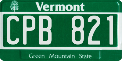 VT license plate CPB821
