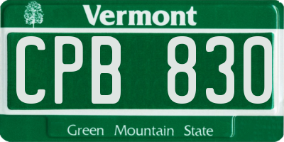 VT license plate CPB830