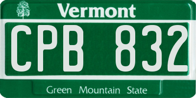 VT license plate CPB832