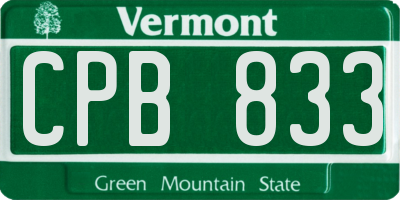 VT license plate CPB833