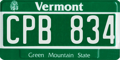 VT license plate CPB834