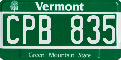 VT license plate CPB835