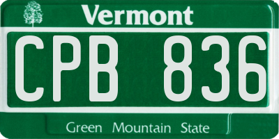 VT license plate CPB836