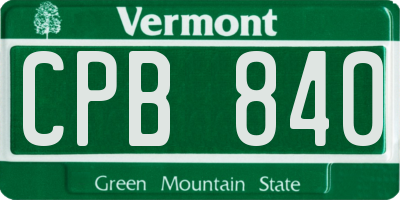 VT license plate CPB840