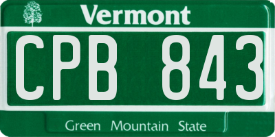 VT license plate CPB843