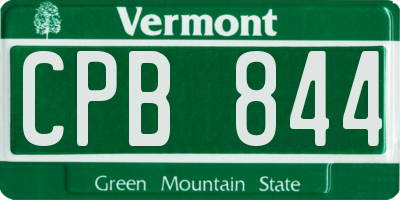 VT license plate CPB844