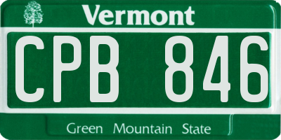 VT license plate CPB846