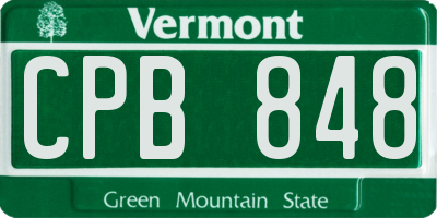 VT license plate CPB848