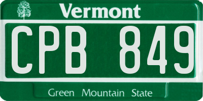 VT license plate CPB849