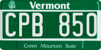 VT license plate CPB850