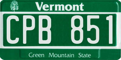 VT license plate CPB851