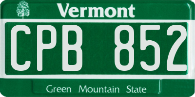 VT license plate CPB852