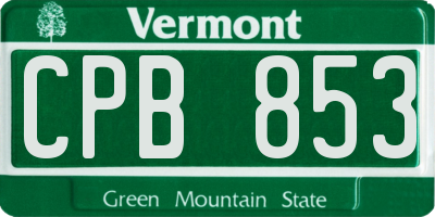 VT license plate CPB853