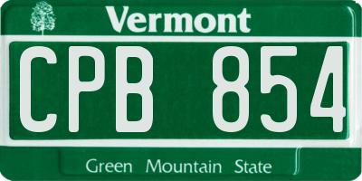 VT license plate CPB854