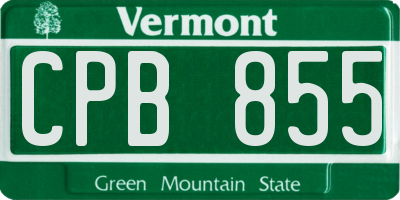 VT license plate CPB855