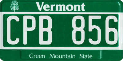VT license plate CPB856