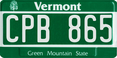 VT license plate CPB865