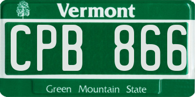 VT license plate CPB866